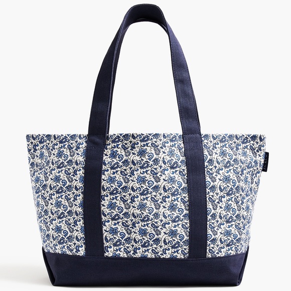 J. Crew Bags J Crew Canvas Tote Blue Paisley Retro Bag Beach Bag